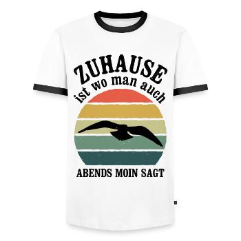 Ostsee Zuhause Ist Wo Man Auch Abends Moin Sagt No - Männer Kontrast-T-Shirt - Weiß/Schwarz - Vorne - AI Model Female 172 light (172cm) & AI Model Male 178 dark (178cm)