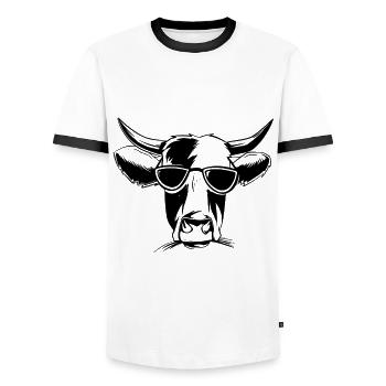 Funny cow cool cows sunglasses - Men's Ringer Shirt - white/black - Front - AI Model Female 172 light (172cm) & AI Model Male 178 dark (178cm)