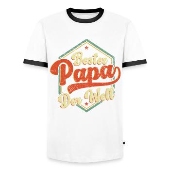 Best Dad in the World Best Dad - Men's Ringer Shirt - white/black - Front - AI Model Female 172 light (172cm) & AI Model Male 178 dark (178cm)