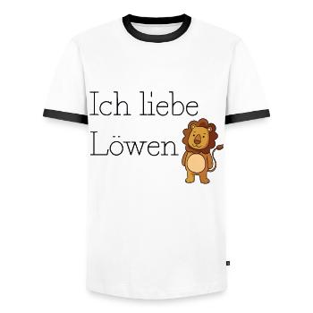 Löwe - Männer Kontrast-T-Shirt - Weiß/Schwarz - Vorne - AI Model Female 172 light (172cm) & AI Model Male 178 dark (178cm)