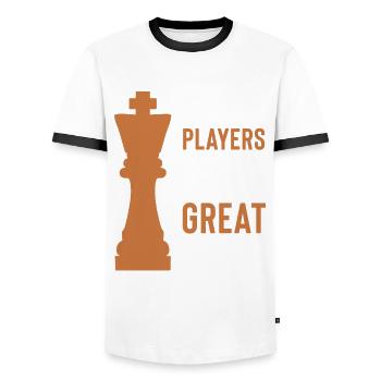 Spiel Schach Spieler - Männer Kontrast-T-Shirt - Weiß/Schwarz - Vorne - AI Model Female 172 light (172cm) & AI Model Male 178 dark (178cm)