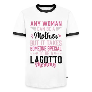 Lagotto Romagnolo Mom Truffle Dog Gift - Men's Ringer Shirt - white/black - Front - AI Model Female 172 light (172cm) & AI Model Male 178 dark (178cm)