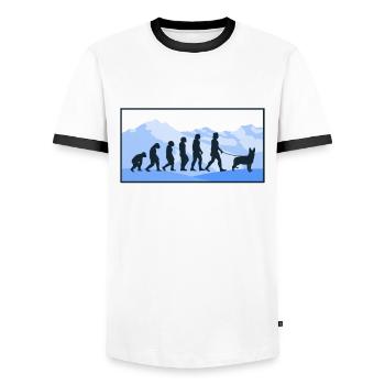 Cadeau de renard de l’évolution de l’évolution - T-shirt contrasté Homme - blanc/noir - Devant - AI Model Female 172 light (172cm) & AI Model Male 178 dark (178cm)