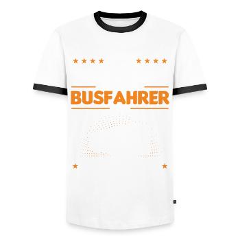 Bus Fahren Busfahren Busfahrer - Männer Kontrast-T-Shirt - Weiß/Schwarz - Vorne - AI Model Female 172 light (172cm) & AI Model Male 178 dark (178cm)