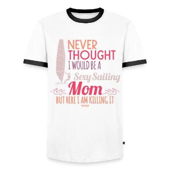 Segeln Surfen Mutter Muttertag Geschenk - Männer Kontrast-T-Shirt - Weiß/Schwarz - Vorne - AI Model Female 172 light (172cm) & AI Model Male 178 dark (178cm)