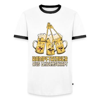 Kampftrinker aus Leidenschaft Alkohol - Männer Kontrast-T-Shirt - Weiß/Schwarz - Vorne - AI Model Female 172 light (172cm) & AI Model Male 178 dark (178cm)