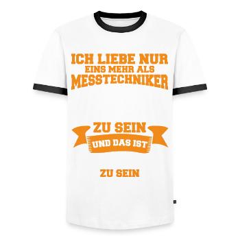 Messtechniker CAD Konstrukteur Messtechnik - Männer Kontrast-T-Shirt - Weiß/Schwarz - Vorne - AI Model Female 172 light (172cm) & AI Model Male 178 dark (178cm)
