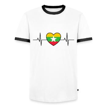 Myanmar Heartbeat - Men's Ringer Shirt - white/black - Front - AI Model Female 172 light (172cm) & AI Model Male 178 dark (178cm)
