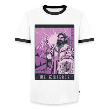 Le rouge impérial The Emperor Tarot - T-shirt contrasté Homme - blanc/noir - Devant - AI Model Female 172 light (172cm) & AI Model Male 178 dark (178cm)