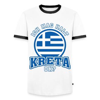 Kreta Urlaub Griechenland - Männer Kontrast-T-Shirt - Weiß/Schwarz - Vorne - AI Model Female 172 light (172cm) & AI Model Male 178 dark (178cm)