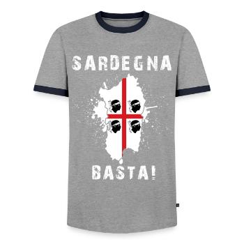 Sardinien Sardegna Urlaub Spruch - Männer Kontrast-T-Shirt - Grau/Navy  - Vorne - AI Model Female 172 light (172cm) & AI Model Male 178 light (178cm)