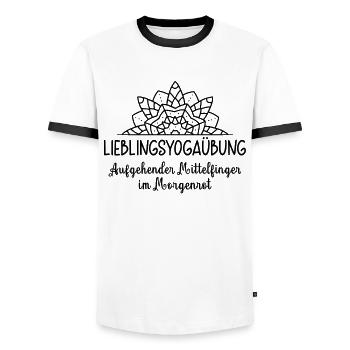 Aufgehender Mittelfinger im Morgenrot Yoga Mandala - Männer Kontrast-T-Shirt - Weiß/Schwarz - Vorne - AI Model Female 172 light (172cm) & AI Model Male 178 dark (178cm)