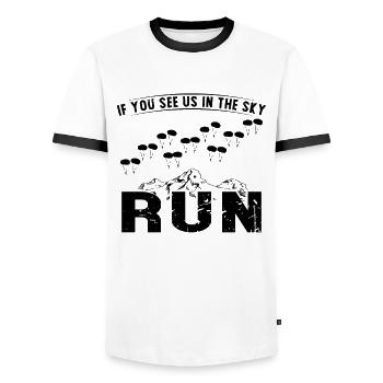 Parachutistes If You See Us In The Sky Run - T-shirt contrasté Homme - blanc/noir - Devant - AI Model Female 172 light (172cm) & AI Model Male 178 dark (178cm)