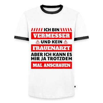 Ich bin Vermessungstechniker Vermesser Spruch - Männer Kontrast-T-Shirt - Weiß/Schwarz - Vorne - AI Model Female 172 light (172cm) & AI Model Male 178 dark (178cm)