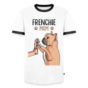 Bulldog français - T-shirt contrasté Homme - blanc/noir - Devant - AI Model Female 172 light (172cm) & AI Model Male 178 dark (178cm)