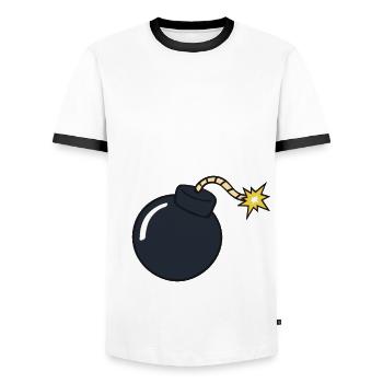 Baby Bomb - Baby Party Pregnancy Announcement - Men's Ringer Shirt - white/black - Front - AI Model Female 172 light (172cm) & AI Model Male 178 dark (178cm)