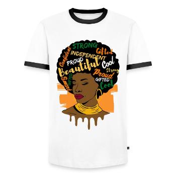 African Woman Afro Queen Africa Ladies Gift - Men's Ringer Shirt - white/black - Front - AI Model Female 172 light (172cm) & AI Model Male 178 dark (178cm)