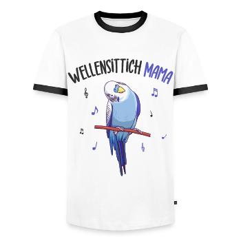Wellensittich - Männer Kontrast-T-Shirt - Weiß/Schwarz - Vorne - AI Model Female 172 light (172cm) & AI Model Male 178 dark (178cm)