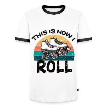 70 es This Is How I Roll Vintage Retro Roller Skate - Männer Kontrast-T-Shirt - Weiß/Schwarz - Vorne - AI Model Female 172 light (172cm) & AI Model Male 178 dark (178cm)