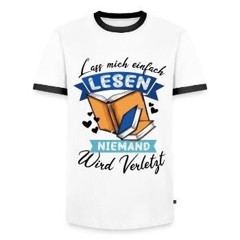 Witziger Buchliebhaber Spruch, Bücherfan Geschenk - Männer Kontrast-T-Shirt - Weiß/Schwarz - Vorne - AI Model Female 172 light (172cm) & AI Model Male 178 dark (178cm)