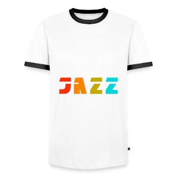 Jazzs style jazz jazz avec jazz - T-shirt contrasté Homme - blanc/noir - Devant - AI Model Female 172 light (172cm) & AI Model Male 178 dark (178cm)