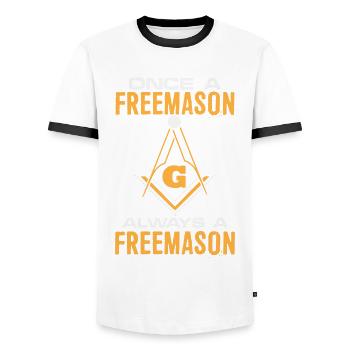 Once A Freemason Always A Freemason Freemasonry - Men's Ringer Shirt - white/black - Front - AI Model Female 172 light (172cm) & AI Model Male 178 dark (178cm)