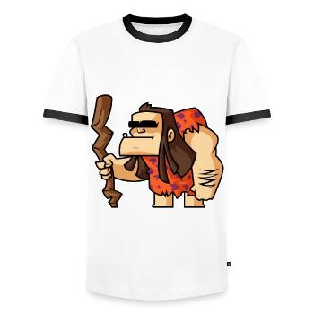 Funny Comic Neanderthals - Men's Ringer Shirt - white/black - Front - AI Model Female 172 light (172cm) & AI Model Male 178 dark (178cm)