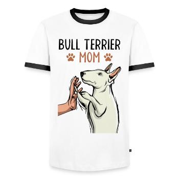 bull terrier - Men's Ringer Shirt - white/black - Front - AI Model Female 172 light (172cm) & AI Model Male 178 dark (178cm)