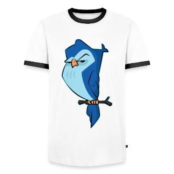Cute Angry Owl Attitude Design - Bird Lovers - Men's Ringer Shirt - white/black - Front - AI Model Female 172 light (172cm) & AI Model Male 178 dark (178cm)