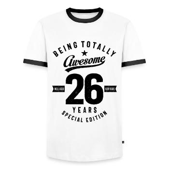 26 Year Old Gift | 26th Birthday Gift Ideas - Men's Ringer Shirt - white/black - Front - AI Model Female 172 light (172cm) & AI Model Male 178 dark (178cm)
