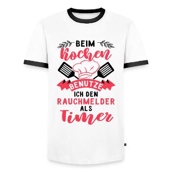 Lustiger Koch Spruch, kochen Geschenk - Männer Kontrast-T-Shirt - Weiß/Schwarz - Vorne - AI Model Female 172 light (172cm) & AI Model Male 178 dark (178cm)