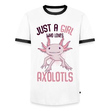 Axolotl - T-shirt contrasté Homme - blanc/noir - Devant - AI Model Female 172 light (172cm) & AI Model Male 178 dark (178cm)