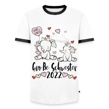 Große Schwester 2022 Elefanten - Männer Kontrast-T-Shirt - Weiß/Schwarz - Vorne - AI Model Female 172 light (172cm) & AI Model Male 178 dark (178cm)