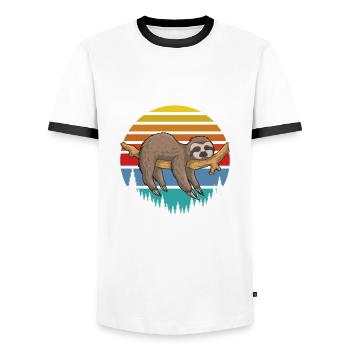 Ich Atme Faultier - Männer Kontrast-T-Shirt - Weiß/Schwarz - Vorne - AI Model Female 172 light (172cm) & AI Model Male 178 dark (178cm)