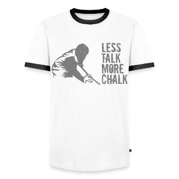 Less Talk More Chalk Funny Pool Billiard Player - Männer Kontrast-T-Shirt - Weiß/Schwarz - Vorne - AI Model Female 172 light (172cm) & AI Model Male 178 dark (178cm)
