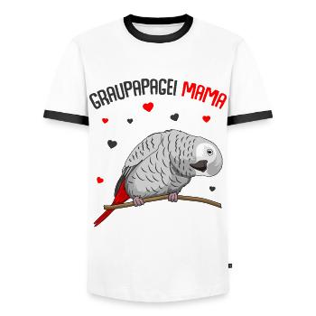 Graupapagei - Männer Kontrast-T-Shirt - Weiß/Schwarz - Vorne - AI Model Female 172 light (172cm) & AI Model Male 178 dark (178cm)