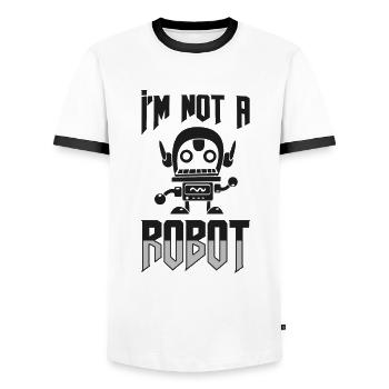 I'm Not A Robot Funny Robotics Engineer - Männer Kontrast-T-Shirt - Weiß/Schwarz - Vorne - AI Model Female 172 light (172cm) & AI Model Male 178 dark (178cm)