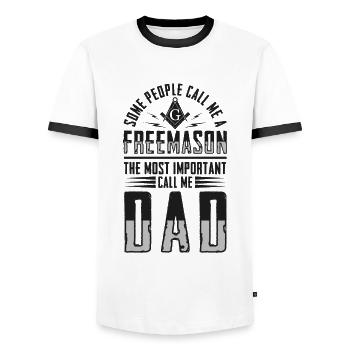 People Call Me Freemason Important Call Me Dad - Men's Ringer Shirt - white/black - Front - AI Model Female 172 light (172cm) & AI Model Male 178 dark (178cm)