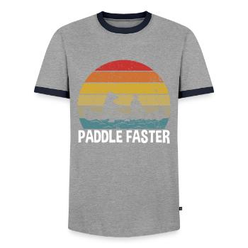 Canoe paddle faster - Men's Ringer Shirt - grey/navy  - Front - AI Model Female 172 light (172cm) & AI Model Male 178 light (178cm)