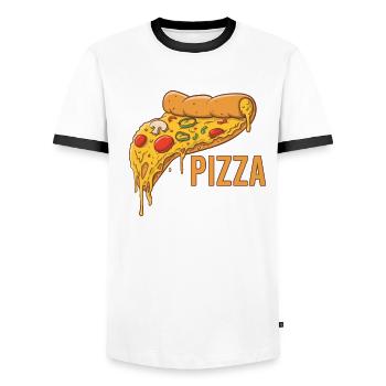 Pizza Fast Food Fromage Délicieux Italie - T-shirt contrasté Homme - blanc/noir - Devant - AI Model Female 172 light (172cm) & AI Model Male 178 dark (178cm)