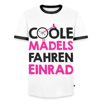 Einrad - Männer Kontrast-T-Shirt - Weiß/Schwarz - Vorne - AI Model Female 172 light (172cm) & AI Model Male 178 dark (178cm)
