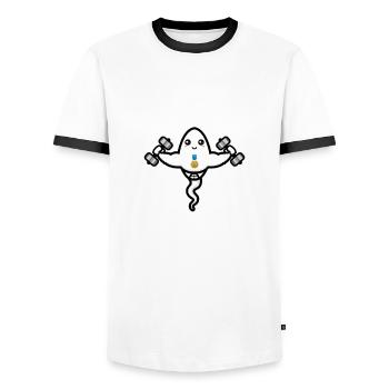 Alles Gute Papa wünscht dir dein bester Schwimmer - Männer Kontrast-T-Shirt - Weiß/Schwarz - Vorne - AI Model Female 172 light (172cm) & AI Model Male 178 dark (178cm)