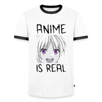 Cadeau d'anime - T-shirt contrasté Homme - blanc/noir - Devant - AI Model Female 172 light (172cm) & AI Model Male 178 dark (178cm)