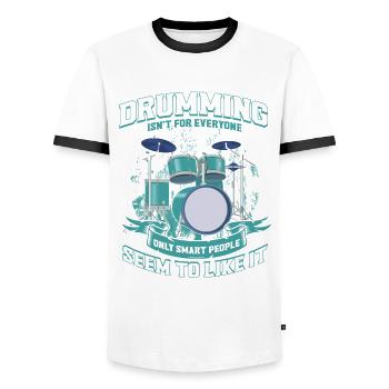 Percussion batterie cadeau de batterie - T-shirt contrasté Homme - blanc/noir - Devant - AI Model Female 172 light (172cm) & AI Model Male 178 dark (178cm)