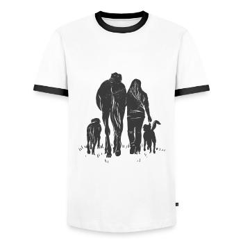Pferd Mädchen Hund Liebe - Männer Kontrast-T-Shirt - Weiß/Schwarz - Vorne - AI Model Female 172 light (172cm) & AI Model Male 178 dark (178cm)