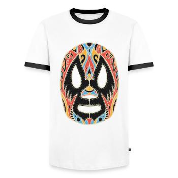 wrestling maske Mexico Mexikaner - Männer Kontrast-T-Shirt - Weiß/Schwarz - Vorne - AI Model Female 172 light (172cm) & AI Model Male 178 dark (178cm)