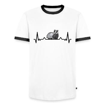 Honey Roof Heartbeat Badger Gift - Men's Ringer Shirt - white/black - Front - AI Model Female 172 light (172cm) & AI Model Male 178 dark (178cm)