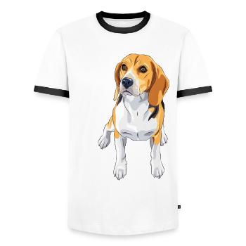 Beagle chien drôle de cadeau de piste Beaglemama - T-shirt contrasté Homme - blanc/noir - Devant - AI Model Female 172 light (172cm) & AI Model Male 178 dark (178cm)
