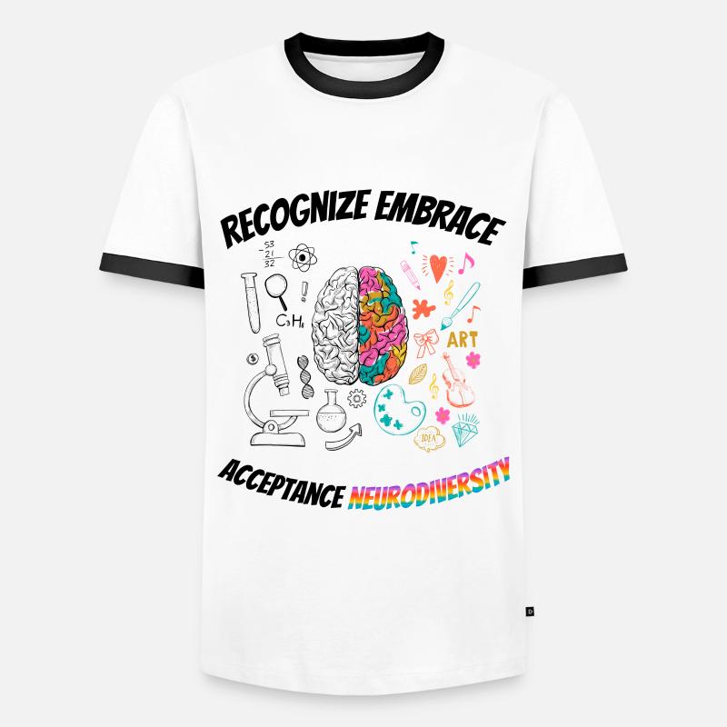 recognize embrace acceptance Neurodiversity - T-shirt contrasté Homme - blanc/noir