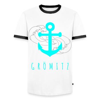 Grömitz Spruch - Männer Kontrast-T-Shirt - Weiß/Schwarz - Vorne - AI Model Female 172 light (172cm) & AI Model Male 178 dark (178cm)